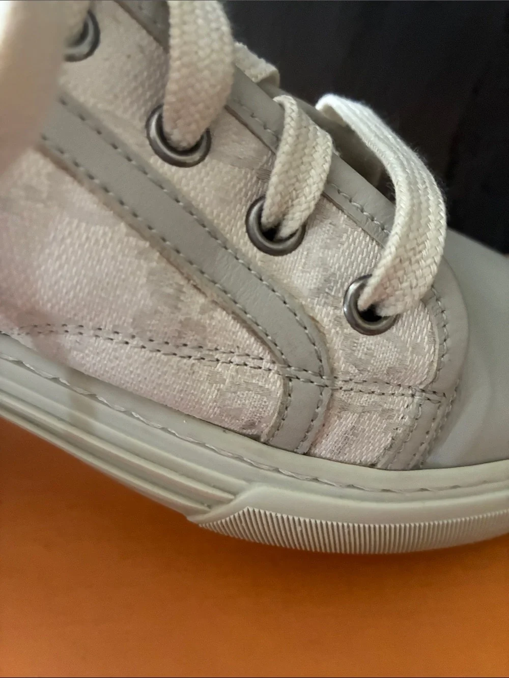 Gucci Beige Cream Canvas & Leather Sneakers
